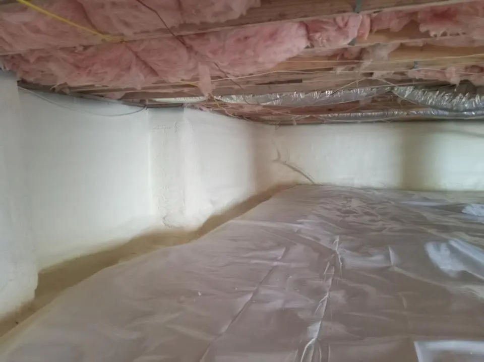 Crawl space encapsulation with closed-cell spray foam for Roof Leak Repair in Williamsburg